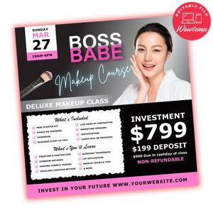 Make Up Course Flyer Template Customizable Instant Download