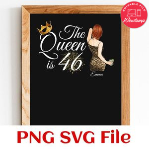 The queen is 46 PNG design template