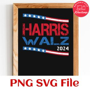 Harris Walz 2024 USA Flag SVG PNG Customizable Instant Download