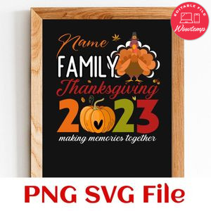Family Thanksgiving making memories together PNG design template