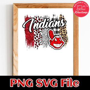 Team Blue Indians Brush stroke PNG design template