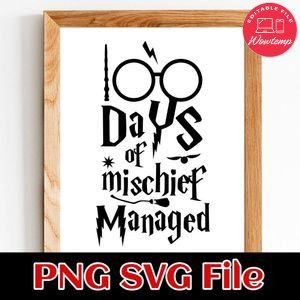 100 Days of Mischief Managed PNG SVG file template