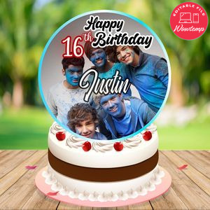 One Direction Birthday Cake Topper Template Printable Instant Download