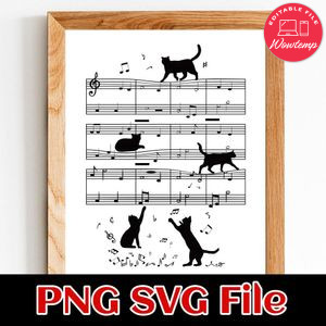 Black Cat Music SVG PNG design template