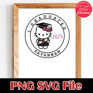 Hello kitty graduate Customer Request PNG file template