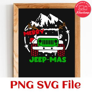 Jeep Merry Christmas PNG SVG file template