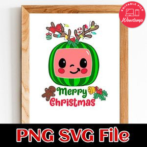 Merry Christmas Cocomelon PNG SVG file template