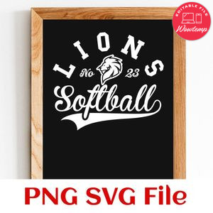 Lions Softball Team SVG Customizable