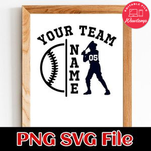 Softball Custom Name Team Name and Number SVG design template