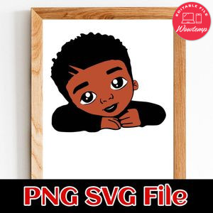 Afro boy PNG SVG file template