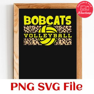 Bobcats Leopard Volleyball SVG PNG design template