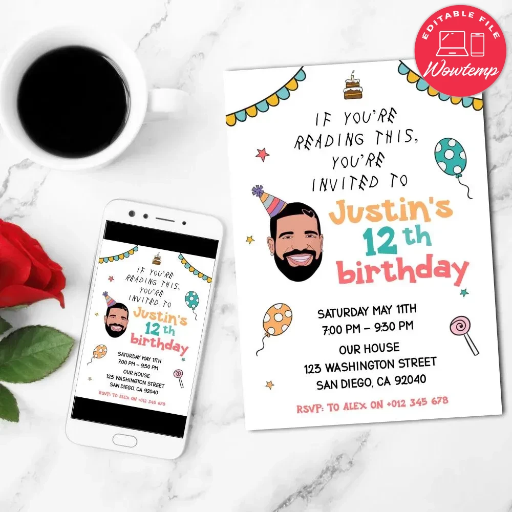 Drake Invitation Template Customizable DIY | Wowtemp