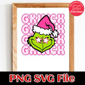 Grinch Face Preppy SVG Customizable