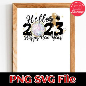 Hello Happy New Year 2023 PNG SVG file template