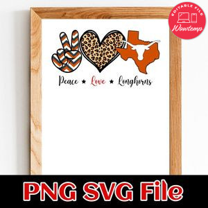 Peace love longhorns PNG design template