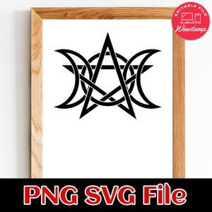 Triple Moon Pentagram SVG PNG design template