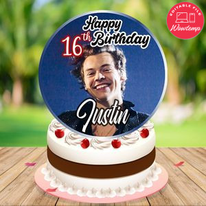 Harry Styles Birthday Cake Topper Template Printable Instant Download