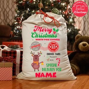 Santa Bag customizable template instant download