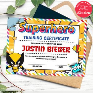 Wolverine Certificate Template Customizable Instant Download
