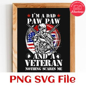 I’m A Dad PawPaw And A Veteran Nothing Scares Me SVG PNG design template