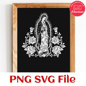 Virgen de Guadalupe with Roses PNG SVG file template