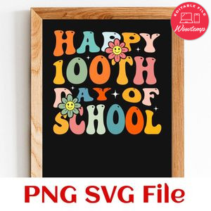 Happy 100th day of school PNG SVG file template