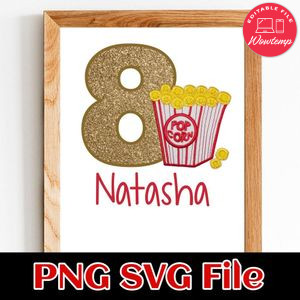 Movie Popcorn Birthday Customer Request PNG file template