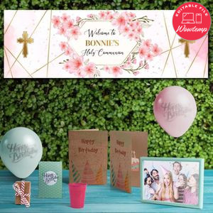 First Communion Banner Editable Template Instant Download