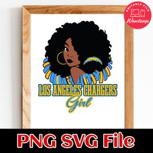 Los Angeles Chargers girl PNG SVG file template