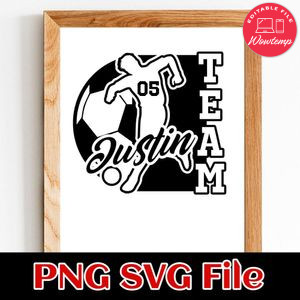 Soccer Custom Name Team Name and Number SVG design template