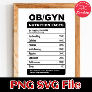 OBGYN Obstetrician Gynecologist Dr Nutritional Facts PNG file template
