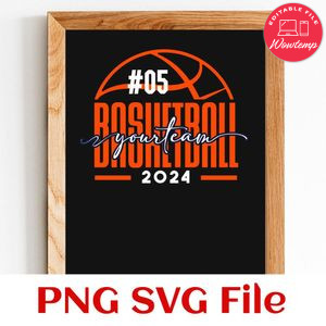 Basketball Custom Number and Team Name SVG design template