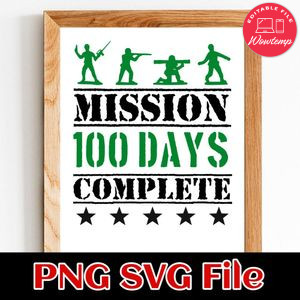 Mission 100 days complete PNG SVG file template