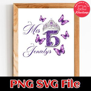 Birthday butterfly theme Customer Request PNG file template