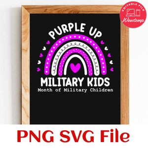 Purple up Month of Military Children PNG SVG design template