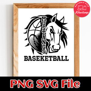 Mustang Basketball PNG SVG file template