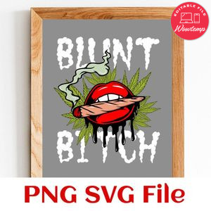 Blunt Bitch Lips Cannabis PNG design template