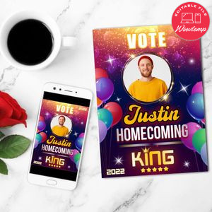 Vote Homecoming King Social Media Flyer custom template instant download