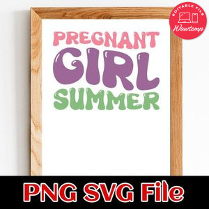Pregnant Girl Summer SVG PNG Customizable Instant Download