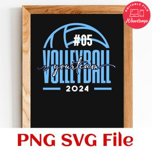 Volleyball Custom Number and Team Name SVG design template