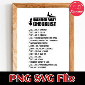 Bachelor Party Checklist SVG PNG design template