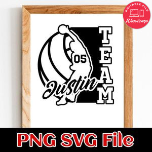 Volleyball Custom Name Team Name and Number SVG design template