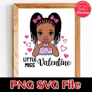 Little Miss Valentine PNG SVG file template
