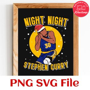 Stephen Curry Christmas Night PNG SVG Customizable Instant Download