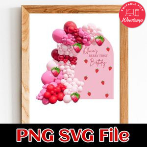 Berry First Birthday Customer Request PNG file template