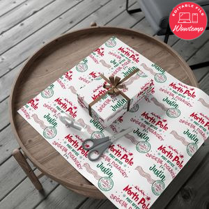 Personalised North Pole express Santa Gift Wrap Customizable