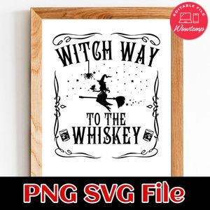 Witch way to the whiskey PNG design template