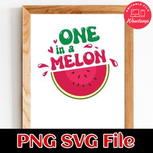 One In A Melon Grandma Watermelon SVG PNG Customizable Instant Download
