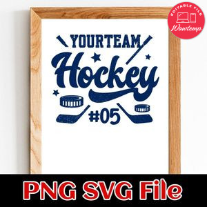 Hockey custom Name and Number PNG SVG design template