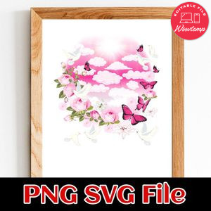 Memorial Rose and dove PNG design template